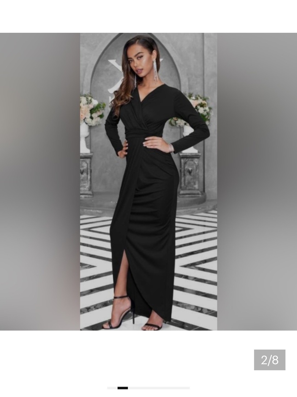 Black Long Sleeve Wrap Maxi Dress - Elegant Evening Wear